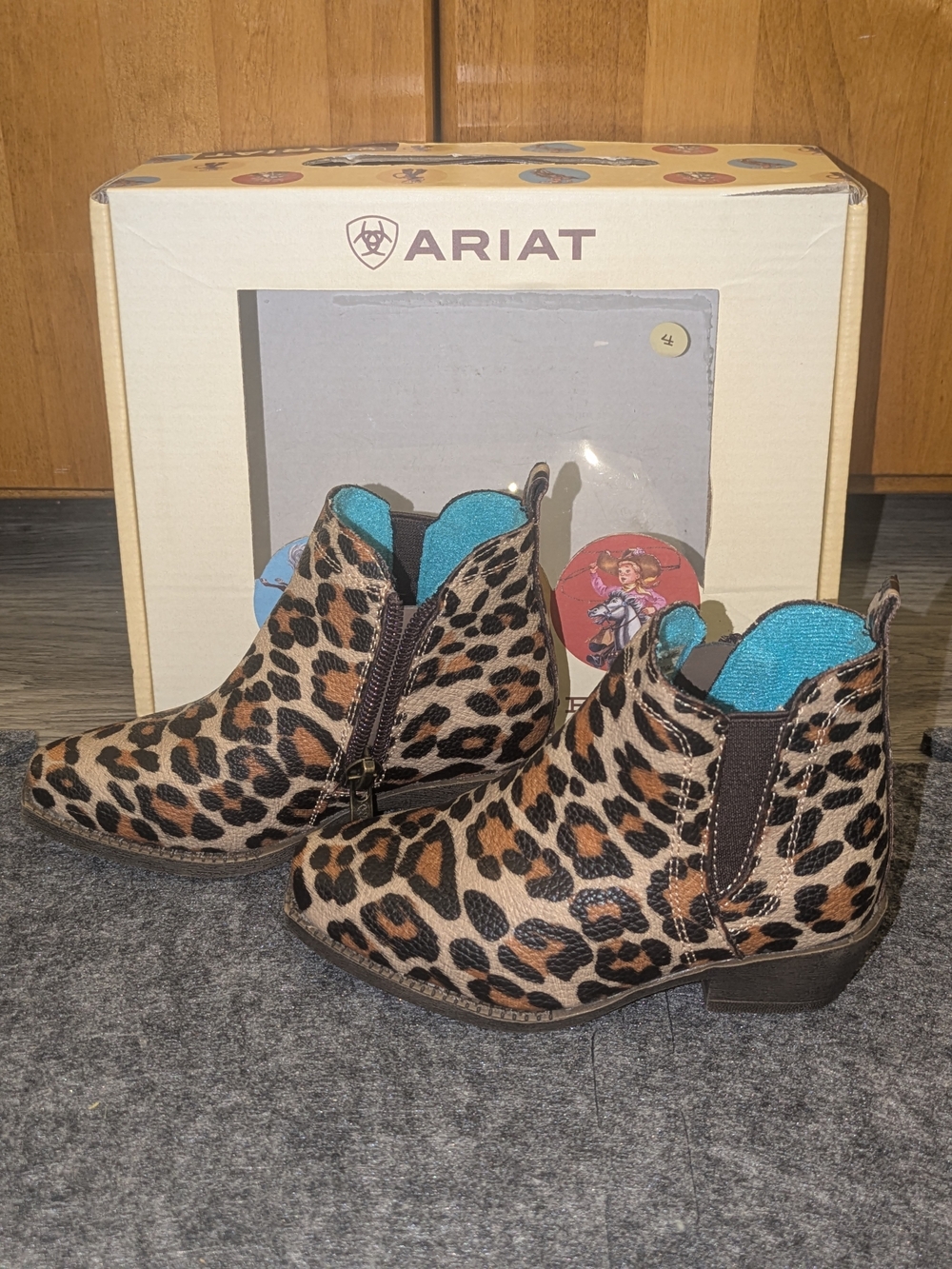 Baby Girl Ariat Leopard Print Chelsea Ankle Boots - Brown